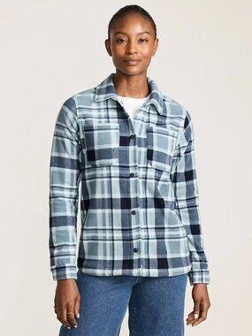 Lands' End Anyweather Plaid Fleece Shirt Jacket Women's S